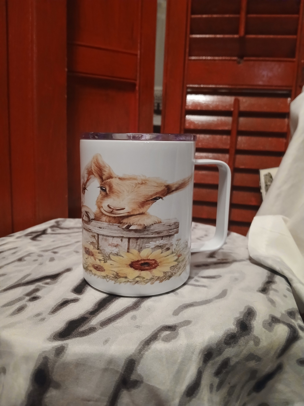 Goat Tumbler  Mug with Goat & Sunflower Design